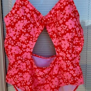 Decree Red and Pink & Coral Floral Women’s 1 Piece